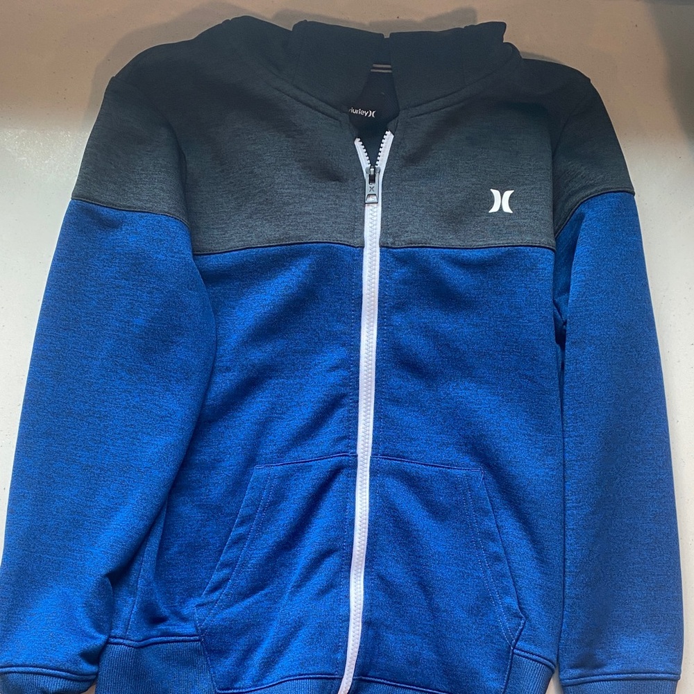 Hurley Black and Blue Full-Zip Hoodie with pockets boys size medium